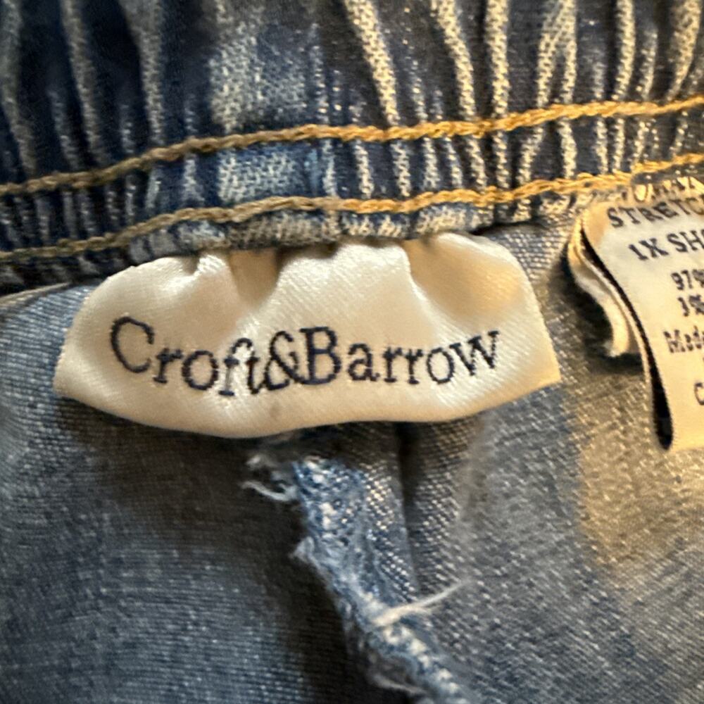 croft &barrow Jeans Women Pull On Elastic Waist Size 1X Short Pants Pockets - Picture 9 of 11